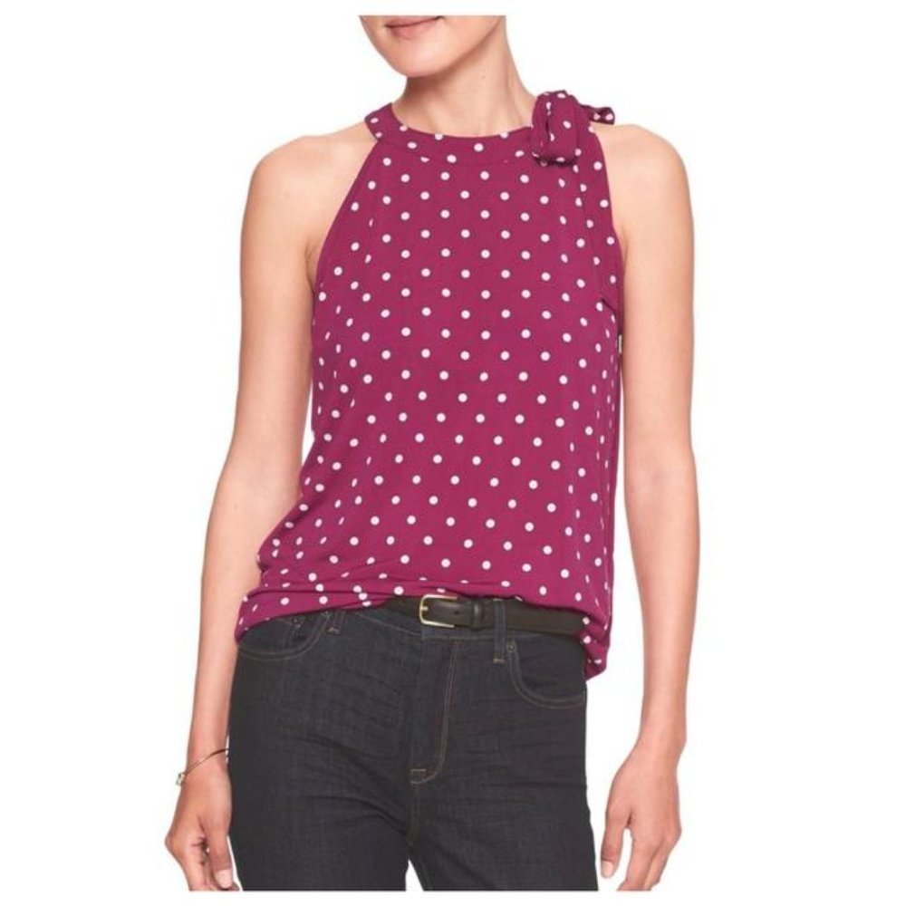 Banana Republic Women's Jersey Tie-Neck Purple Tank Top/Cami Blouse. Size Medium